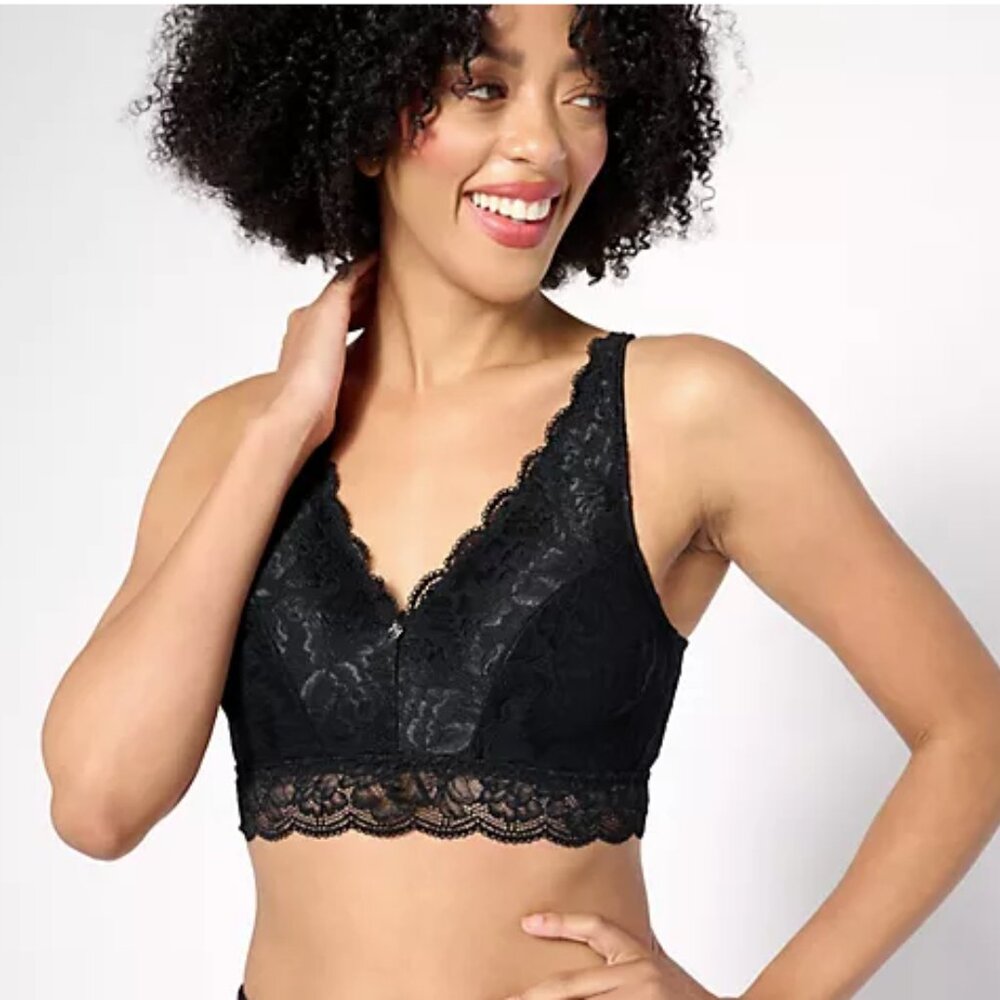 EUC Breezies Natural Curves Wirefree Lace Bralette with Removable Pads